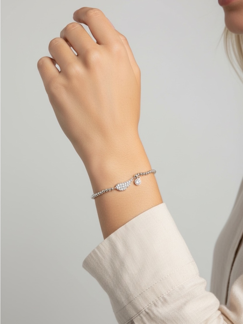 9/25 Silver Pavé Teardrop Charm Bracelet - Classic Women’s Jewelry